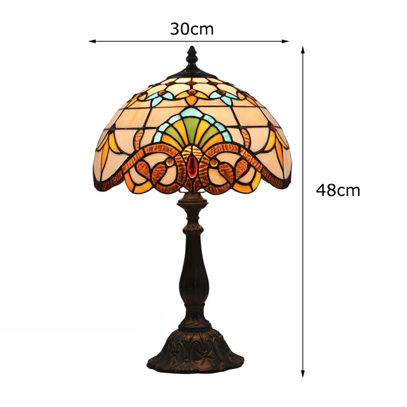 WOERFU 30cm Tiffany Table Lamp E27 Baroque Bedroom Bedside Creative Fashion Retro | Лампы и освещение