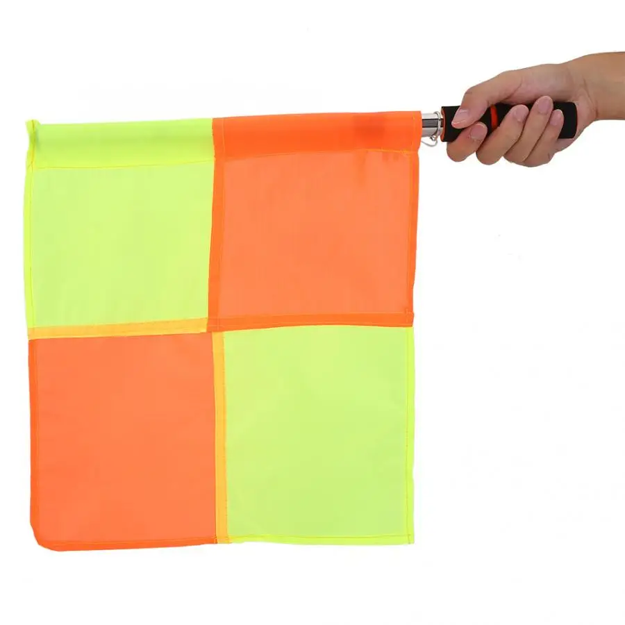 2PCS Football Referee Flag Soccer Judge Referee Linesman Flag with Storage Bag Sports Match Soccer Football Hockey Training Tool