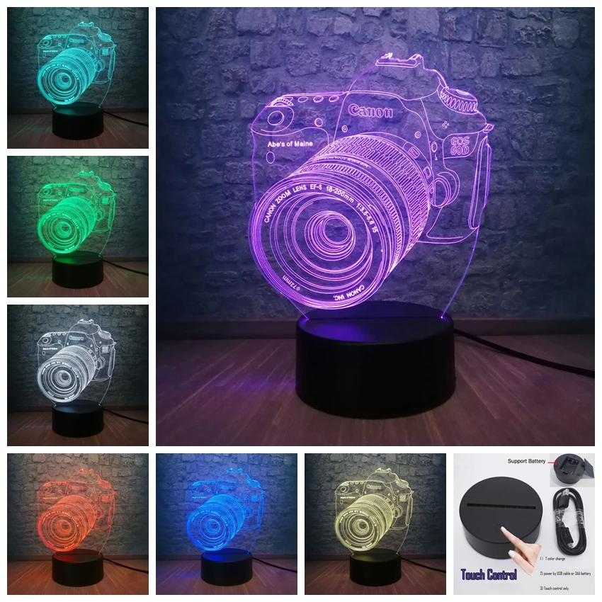 USB Touch 7 color Новинка Камера 3D светодиодный светильник изменение цвета фотографии энтузиастов подарок сувенир выставка прикроватная настольная лампа Декор для спальни - Испускаемый цвет: USB Touch 7 color