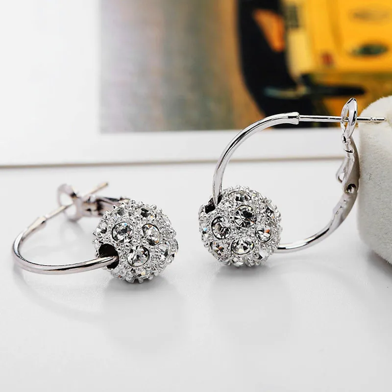 

Charm Female Rainbow Crystal Stone Earrings Rose Gold Silver Color Clip Earrings For Women Cute Bridal Ball Wedding Earrings