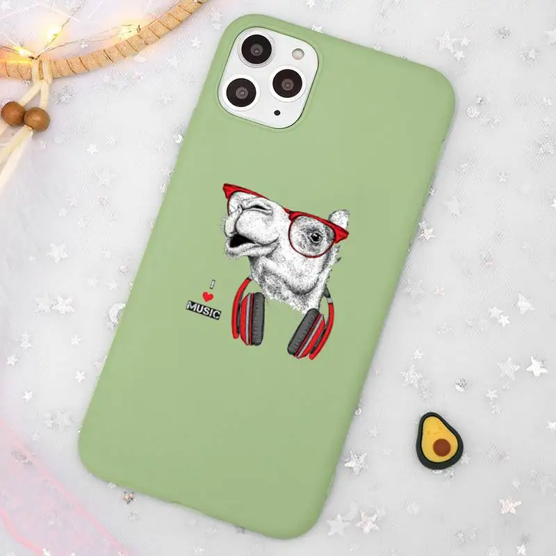 

Music-loving animals Phone Case Candy Color Green for iPhone 11 12 pro XS MAX 8 7 6 6S Plus X SE 2020 XR