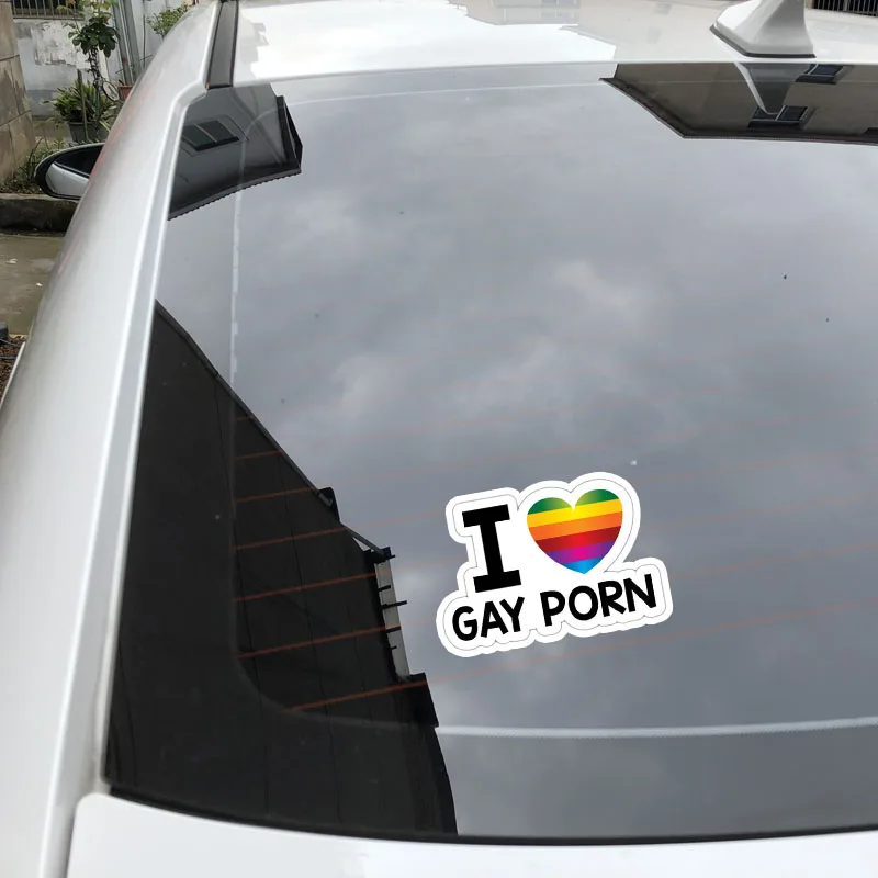 Aliauto Personality Car Sticker Rainbow I Love Gay Porn Sexy Cover Scratch Waterproof Funny Accessories PVC Decal 12cm*8cm | Автомобили и