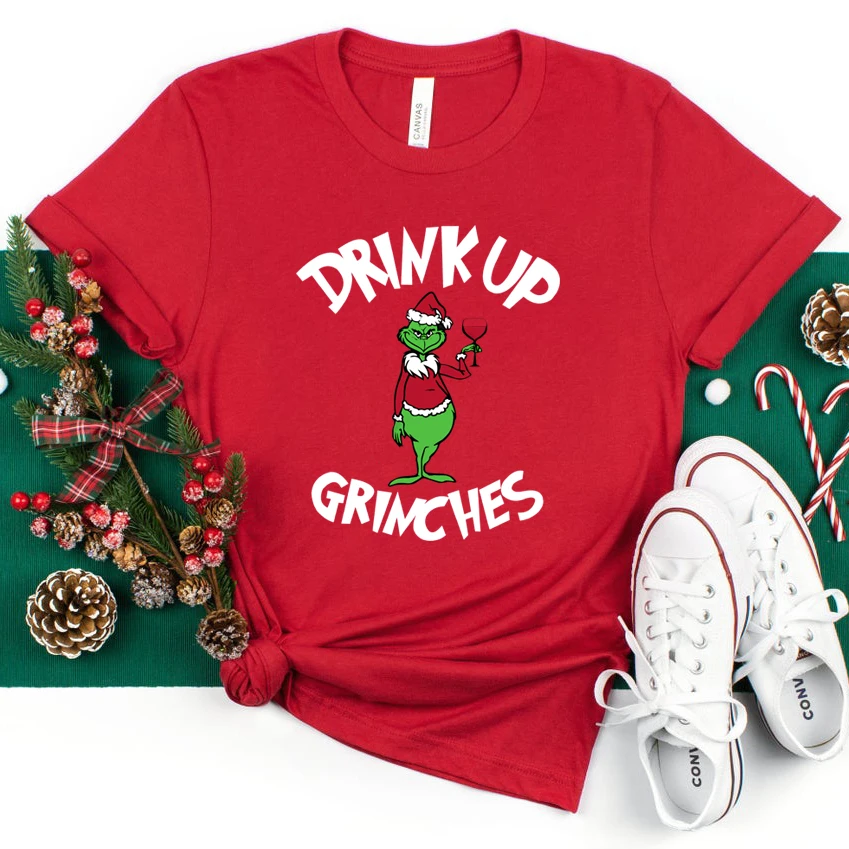 

100% Cotton Drink Up Shirt Christmas T-Shirt Family Coordinating Matching Funny Shirts Funny Christmas Tees Xmas Gift