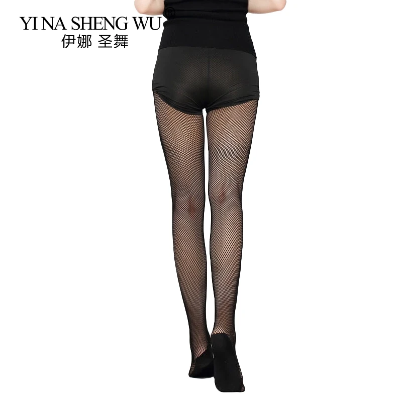 Откровенные колготки для латиноамериканских танцев сетчатые черные чулки