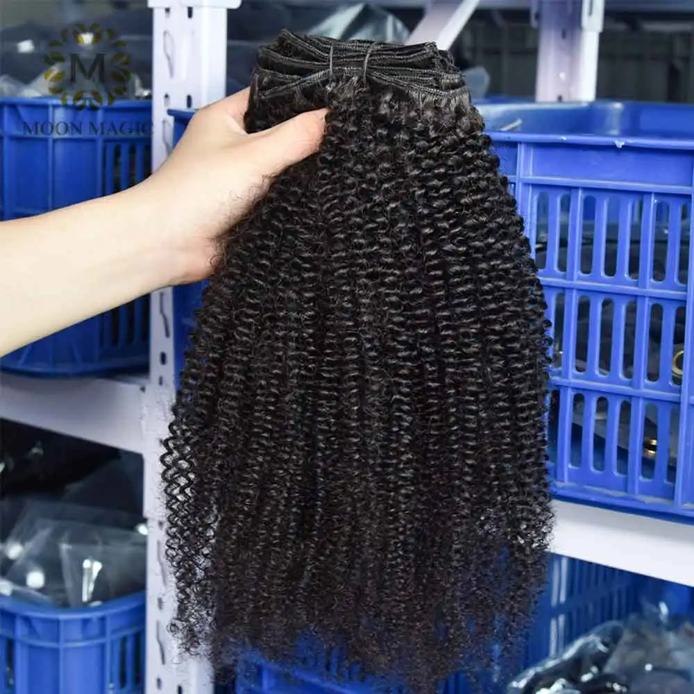 4B 4C афро кудрявый массовых человеческих волос для наращивания на заколках