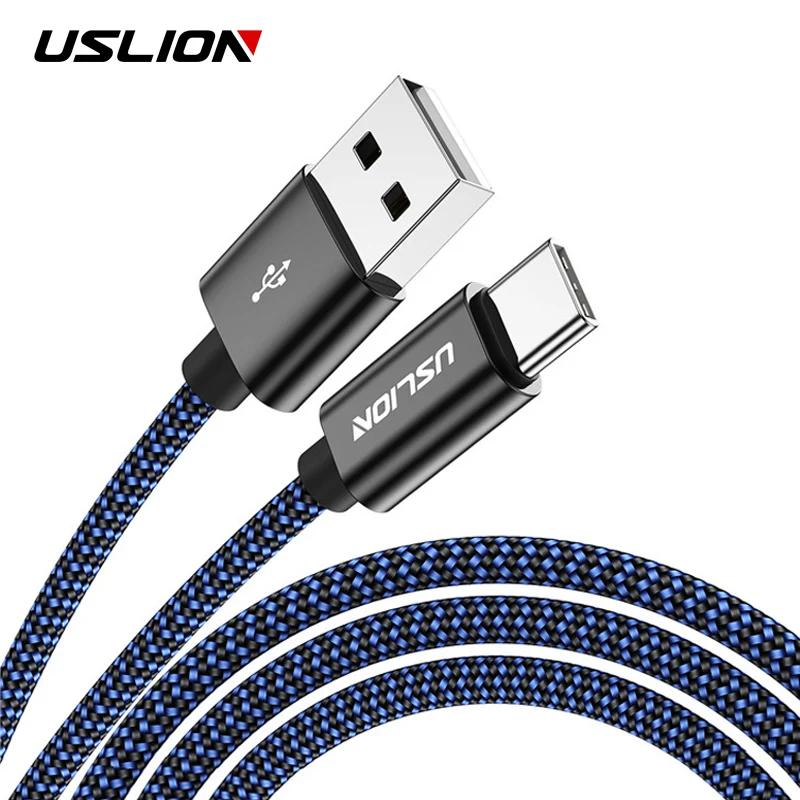 USLION usb type C кабель 2.4A кабель передачи данных для быстрой зарядки для Xiaomi 8 huawei P20 Pro samsung S8 S9 0,3 m/1 m type-c USB Кабель зарядного устройства