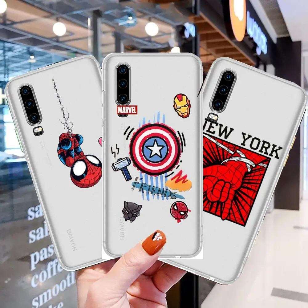 

Spider-Man Marvel Cartoon Anime Phone Case For Huawei p50 P40 P30 P20 P10 P9 P8 Lite E Pro Plus Etui Coque Painting Hoesjes co