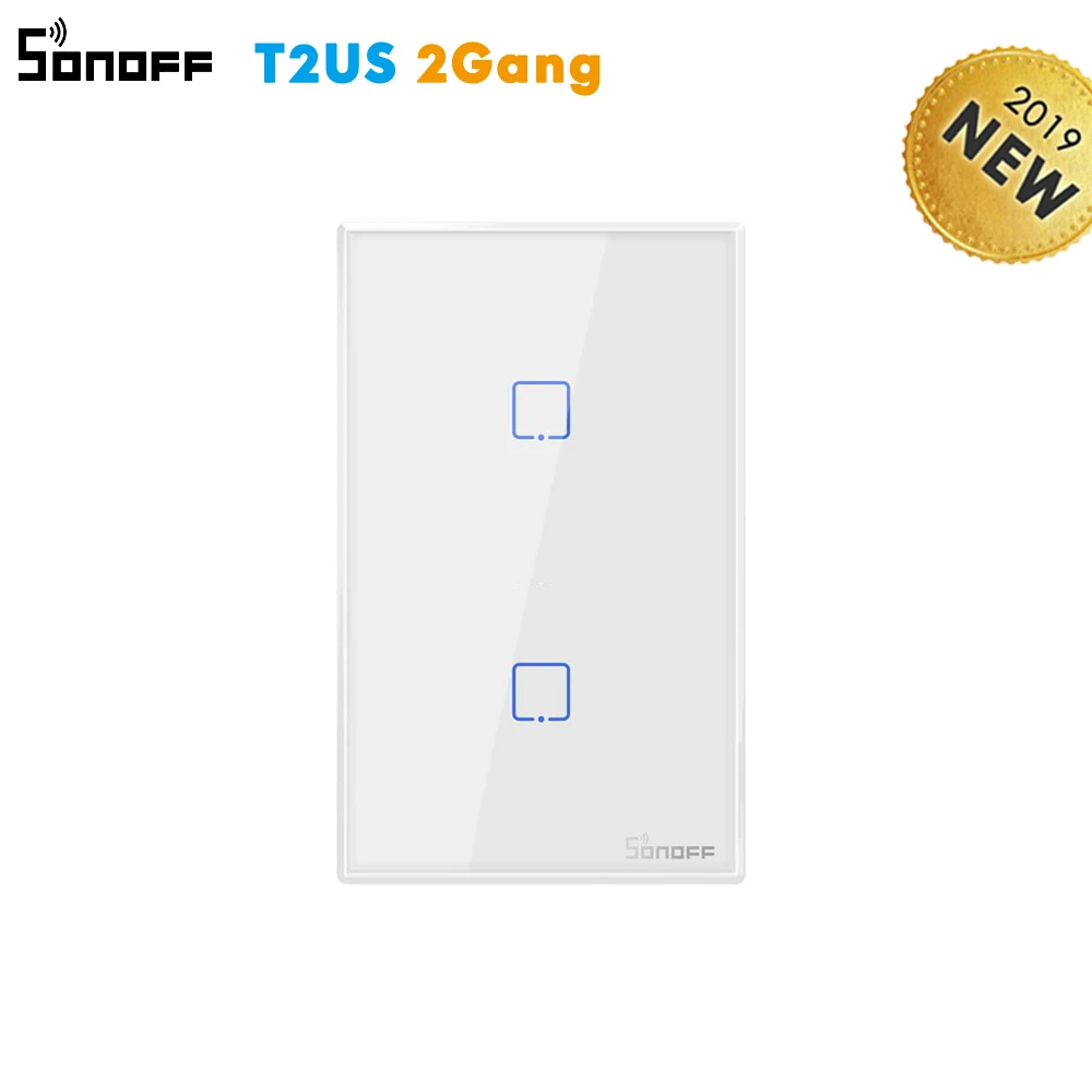T2-US-2Gang Sonoff T2 US сенсорный Wifi переключатель, Ewelink APP/433 RF пульт дистанционного управления, работа с Alexa Google Home умный дом - Цвет: T2-US-2Gang