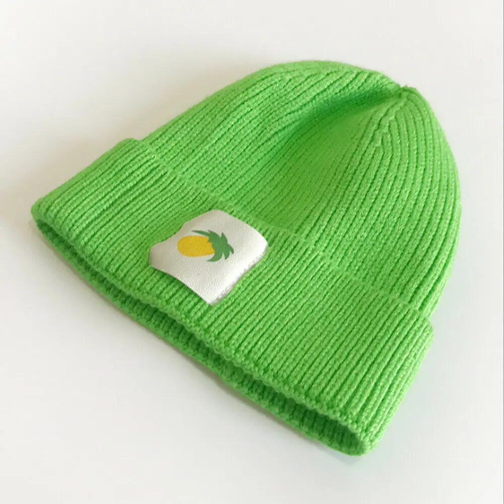 Grass Green Новое поступление, модная детская шапка для девочек, зимняя детская шапка для мальчиков, теплые вязаные шапки для девочек - Цвет: Grass Green