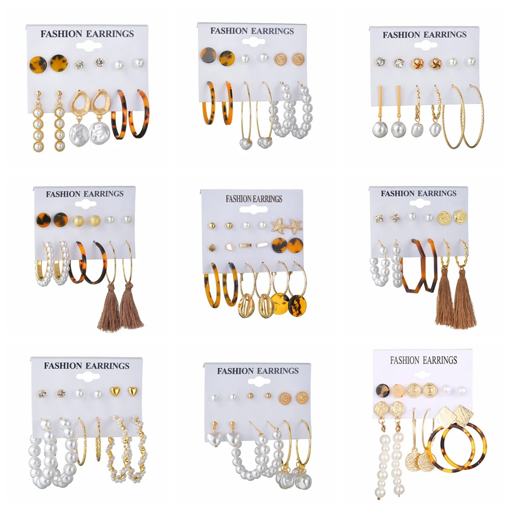 MissCyCy 26 Стильные Модные Акриловые Оболочки Комплект сережек для женщин богемный