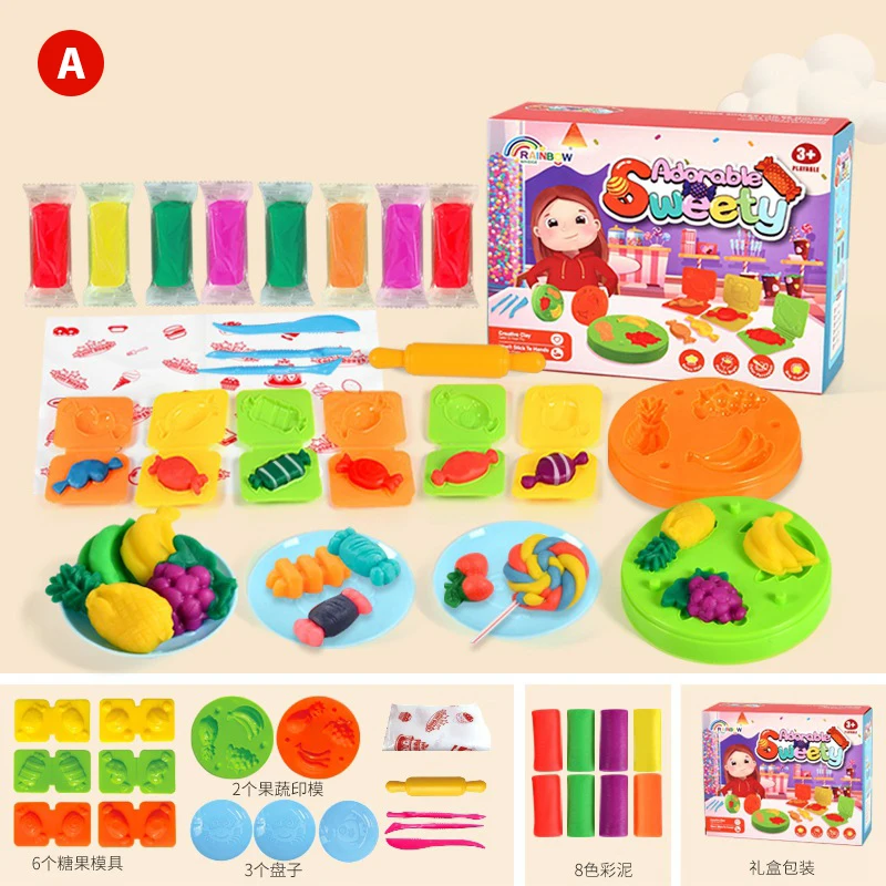 

Children DIY Kitchen Clay Toys Pretend Play Set Hamburger Noodle Machine Plasticine Tool Creative Mold Toys For Kids Girls Gift