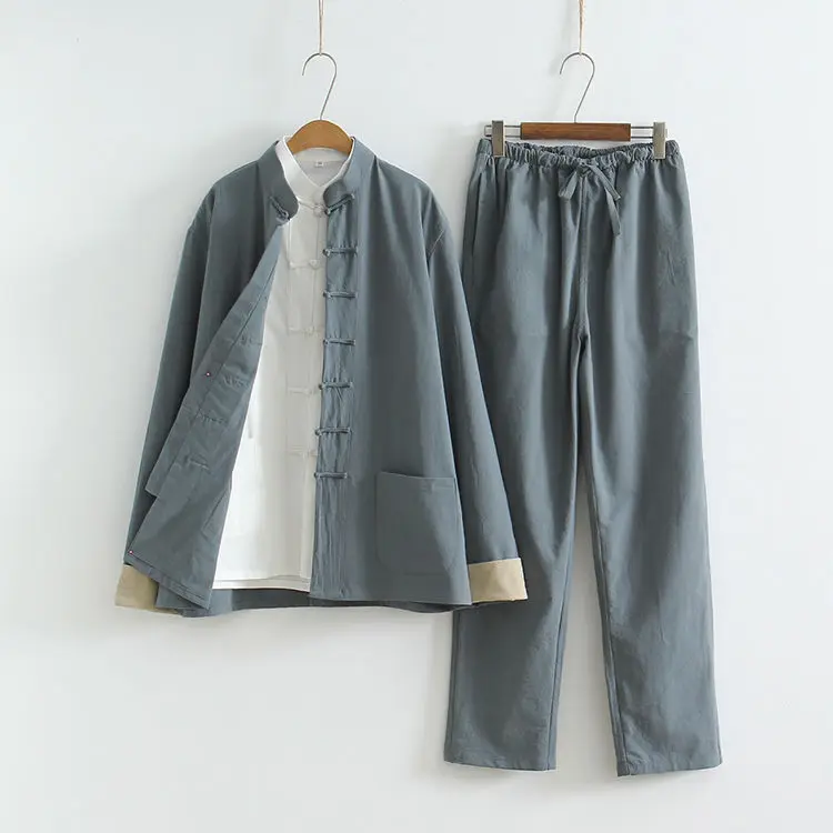 Комплект из 2 предметов в традиционном китайском стиле Тан костюм мужской кунг-фу