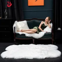 Bubble Kiss Long Hair Solid Mat Seat Pad Home Decor Luxury Rectangle Soft Sheepskin Fluffy Area Rug Faux White Fur Carpet Shaggy