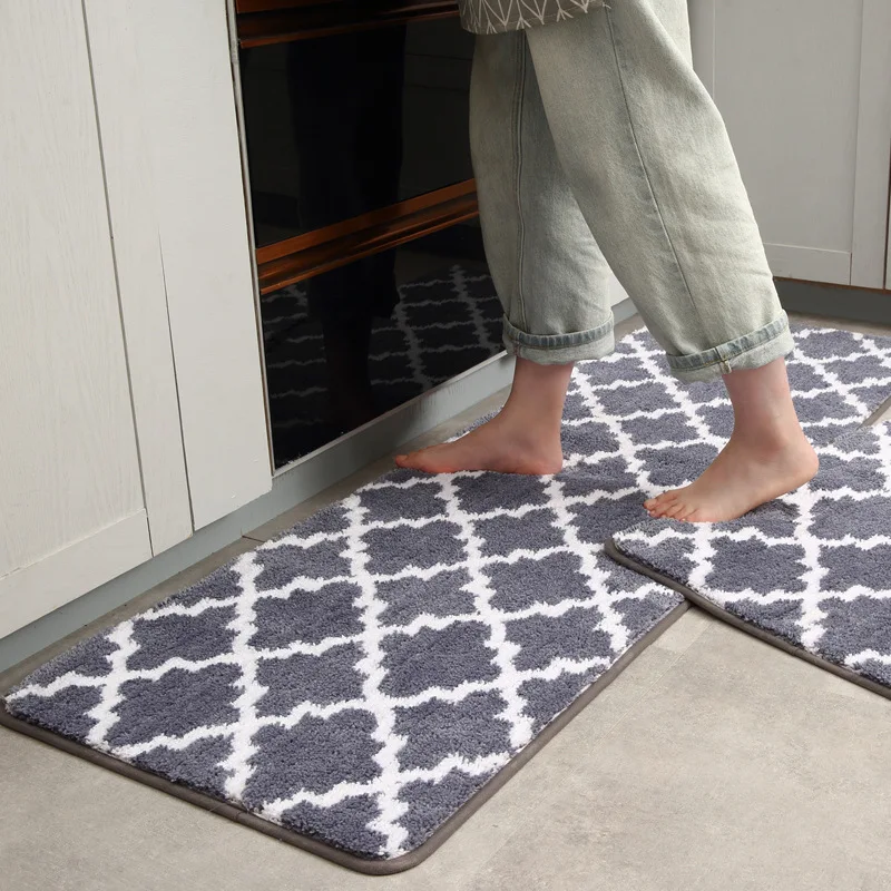 high quality thicken kitchen rug lattice plush washable long carpets non slip bathroom mat door mat free global shipping