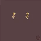 Женские серьги из серебра 925 пробы с розовым цветком, изысканная милое Свадебная вечеринка с покрытием из настоящего золота 14 к