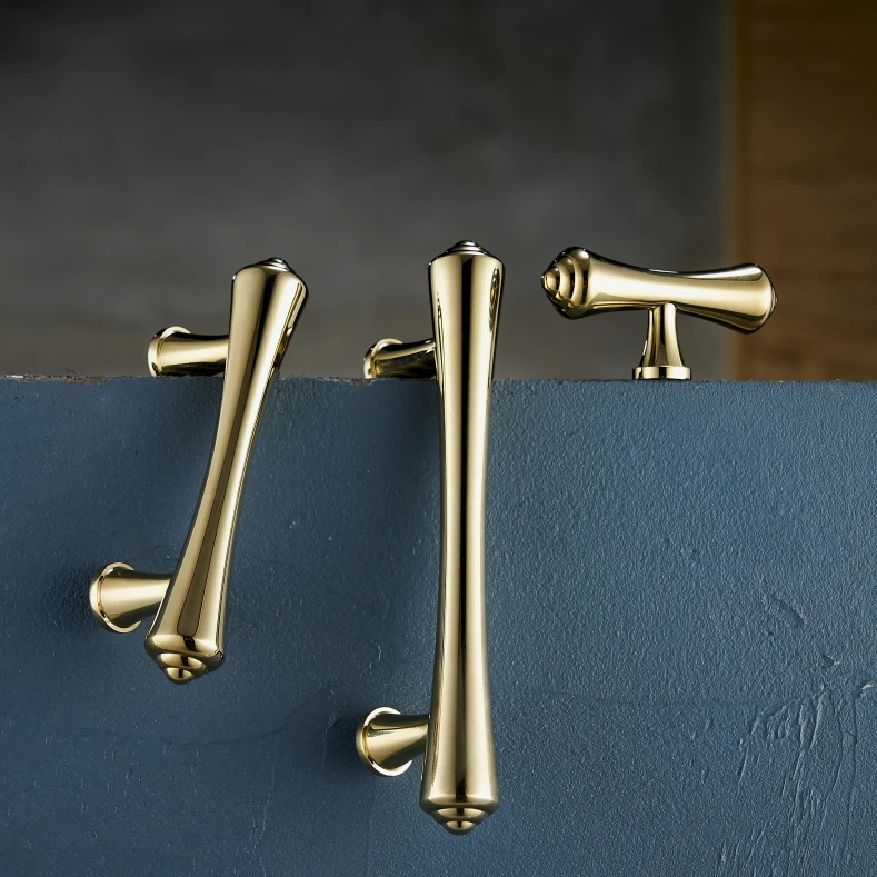 Pvd Золотые/дверные ручки и латунные для ящиков винтажные кухонного шкафа черные