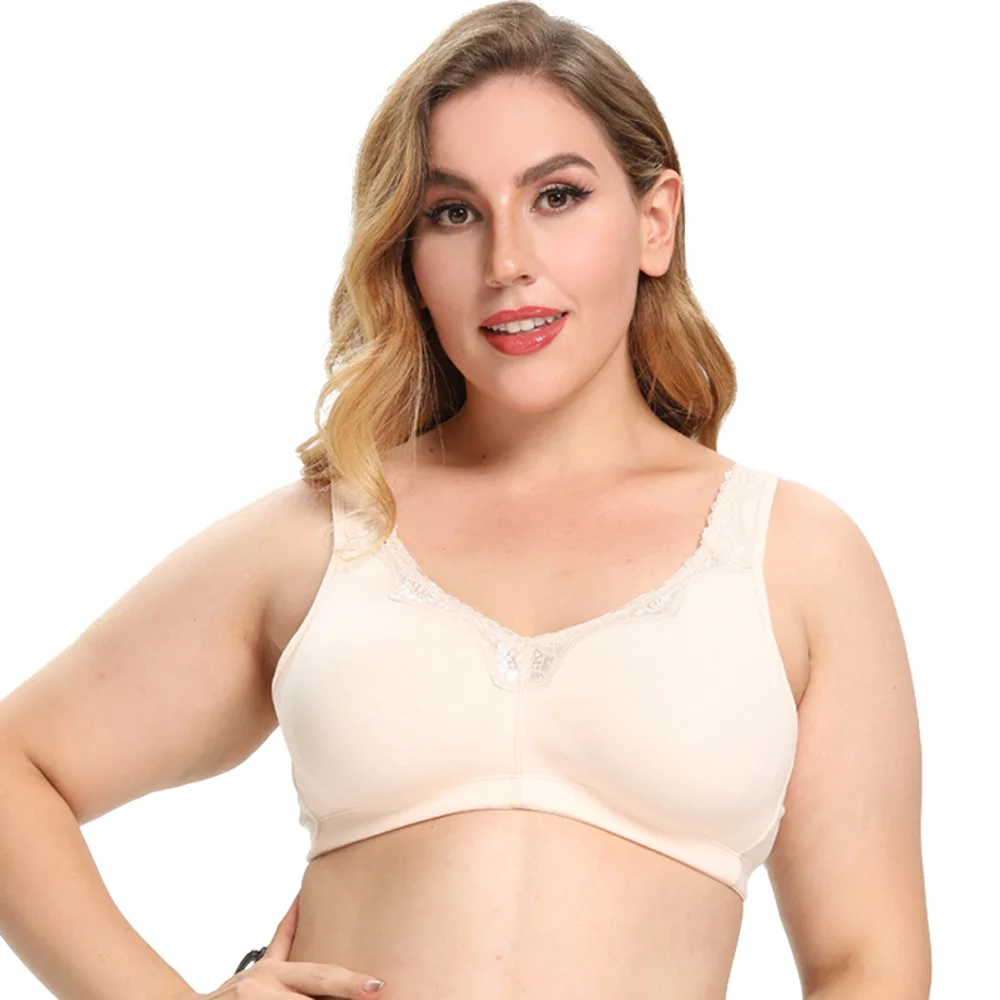 

Plus Size Bra Women Bra Cups Wireless Full Coverage Lace Unlined Soft Minimizer Bras B C D E F G H I 36 38 40 42 44 46 48