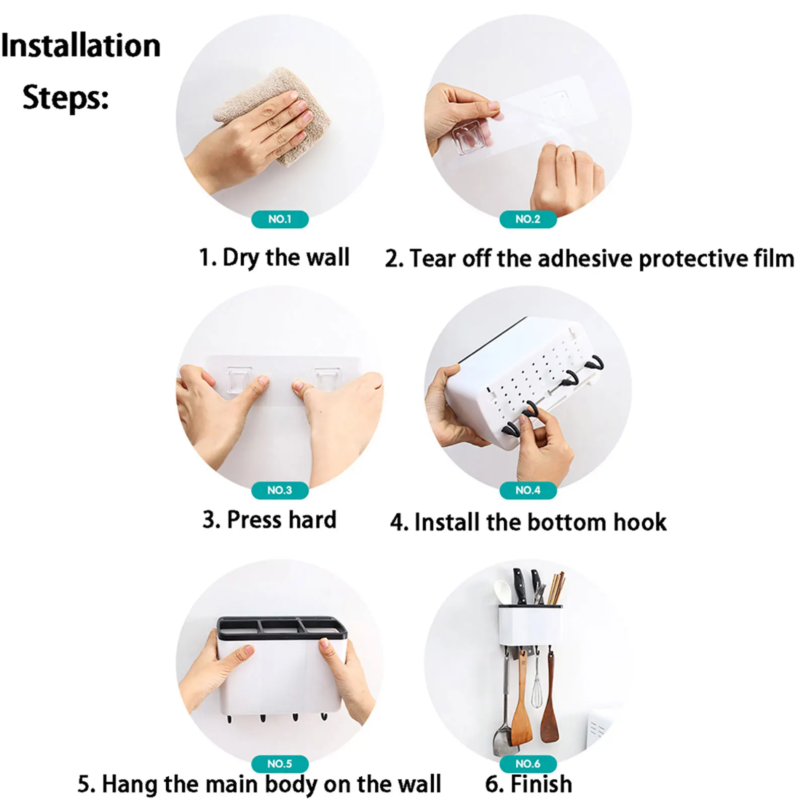 Настенный держатель для палочек съемный четырьмя легко регулируемыми крюк