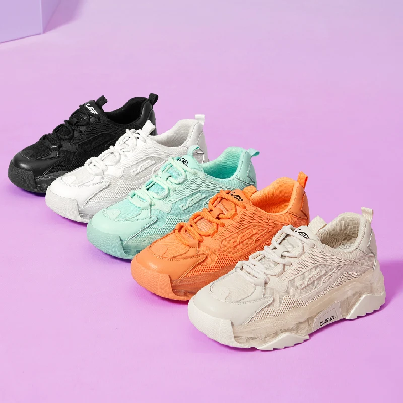 CAMEL ladies Shoes Women's Sneakers Spring Summer 2021 New Thick-soled Trend Chunky Sneaker Shoes Breathable Casual Sports Shoes