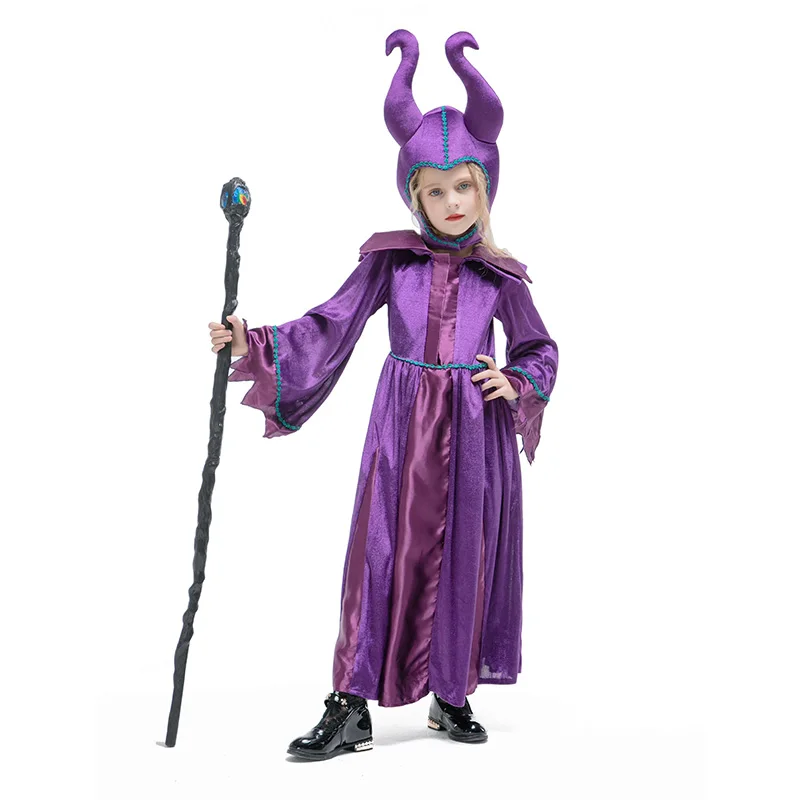 Movie Maleficent Costume angelina Jolie Marlene Fiesen Evil witch Halloween Fantasia Party Fancy Dress Children Cosplay Outfit |