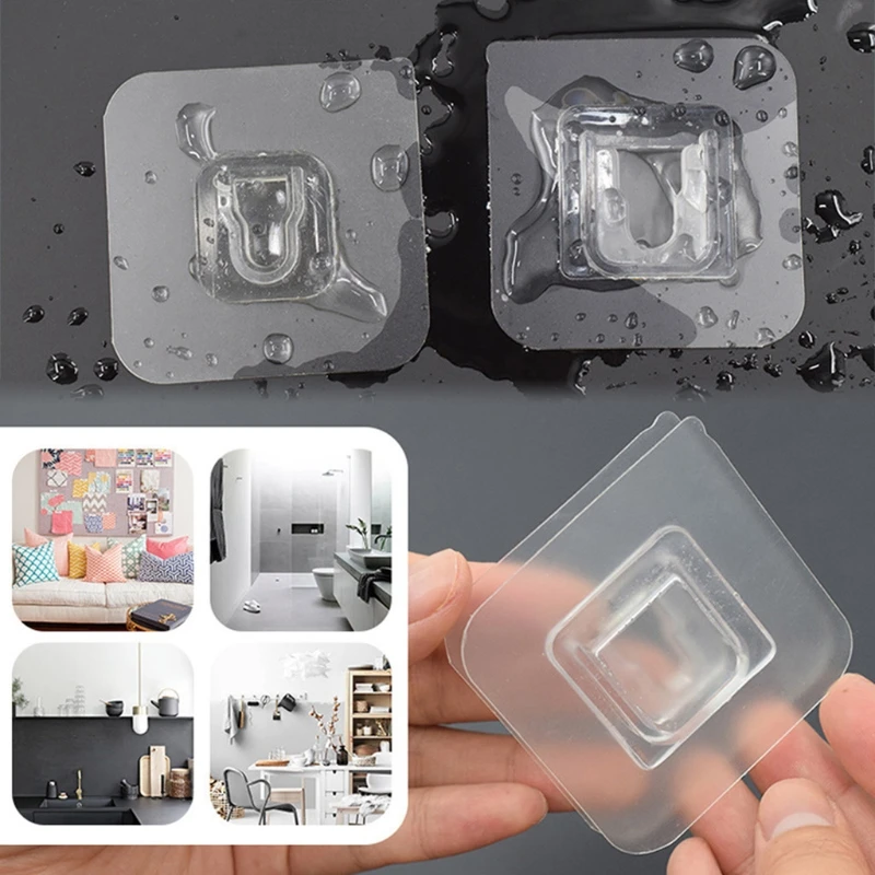 

Double-Sided Adhesive Wall Hooks Hanger Strong Transparent Suction Cup Sucker 449E