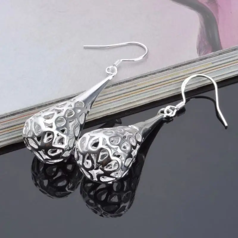 Rhod серьги Модные ювелирные красивые высокого качества полые каплеобразные zc lp |