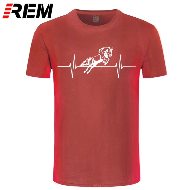 Men clothes Heartbeat Horse Mens Equestrian T Shirt Funny Fathers Gift Him Dad Birthday cotton short sleeve t-shirt tops | Мужская