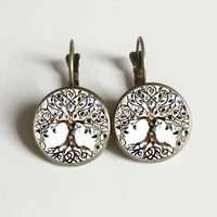 beautiful life tree earrings convex round ear studs to send friends gifts beautiful ear jewelry handmade custom