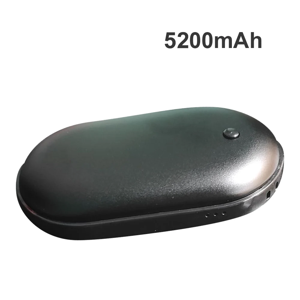 black-5200mAh 2 в 1 портативный USB Перезаряжаемый электрический грелка для рук карманный внешний аккумулятор зимний двусторонний нагревательный внешний аккумулятор для подарка на год - Цвет: black-5200mAh