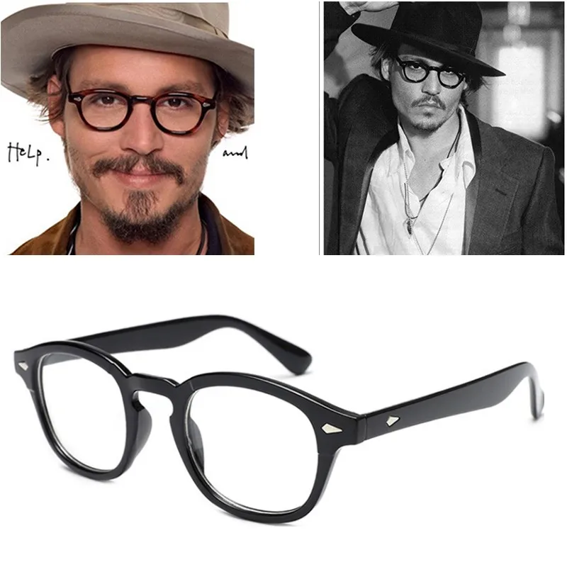 Johnny Depp-Gafas de estilo Lemtosh para hombre, lentes transparentes, de diseño de marca, para ordenador, redondas, Vintage