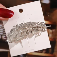 luxury shining crystal hair clips hairpins girls feather rhinestone hair accessories for women wedding bobby pins headwear