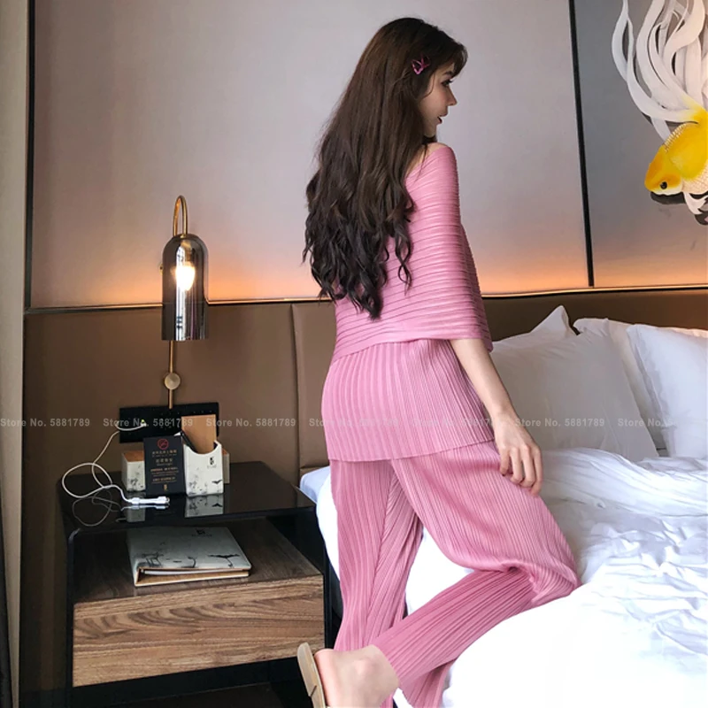 Женские элегантные сексуальные модные тайские Модные топы рубашки широкие брюки