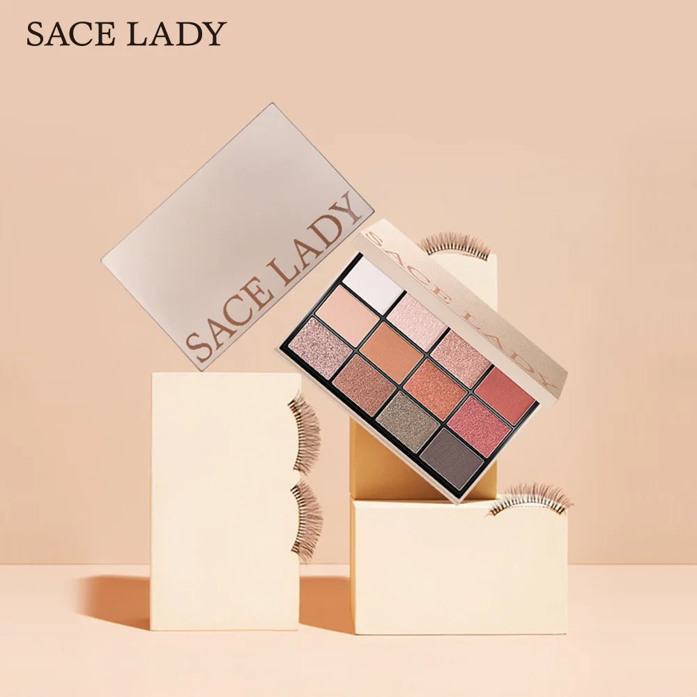 Поднос для теней век SACE Lady 12 цветов матовый жемчуг стойкий поднос макияжа