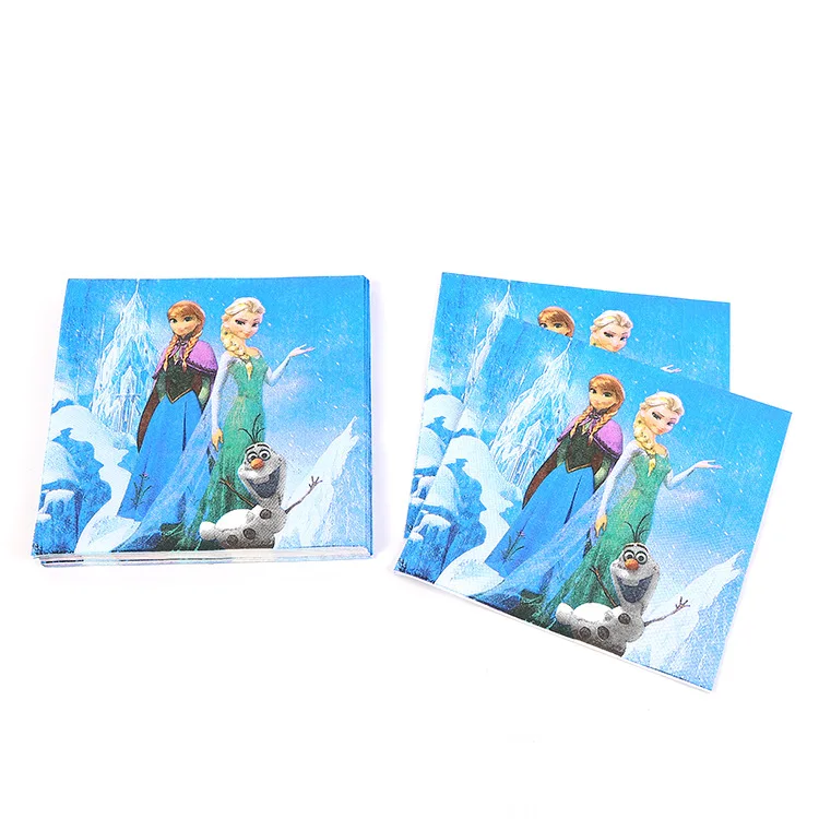 Napkin 20Pcs Холодное сердце Анна Лиза вечерние принадлежности День Рождения украшения одноразовые столовые приборы набор бумажные тарелки чашки баннер детский душ Декор - Цвет: Napkin 20Pcs