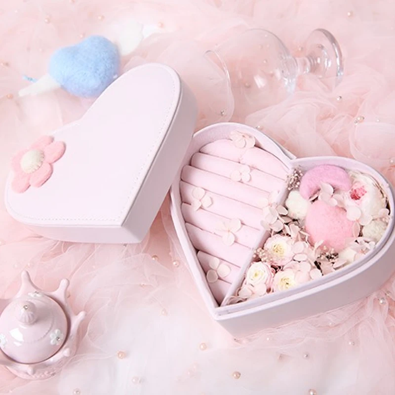 Маленькая кожаная коробка в форме сердца украшение для ювелирных изделий