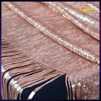 rose gold sequins fabric with tassel embroidered mesh lace fabric for dresses clothing makingsequin curtainbackdrop decoration
