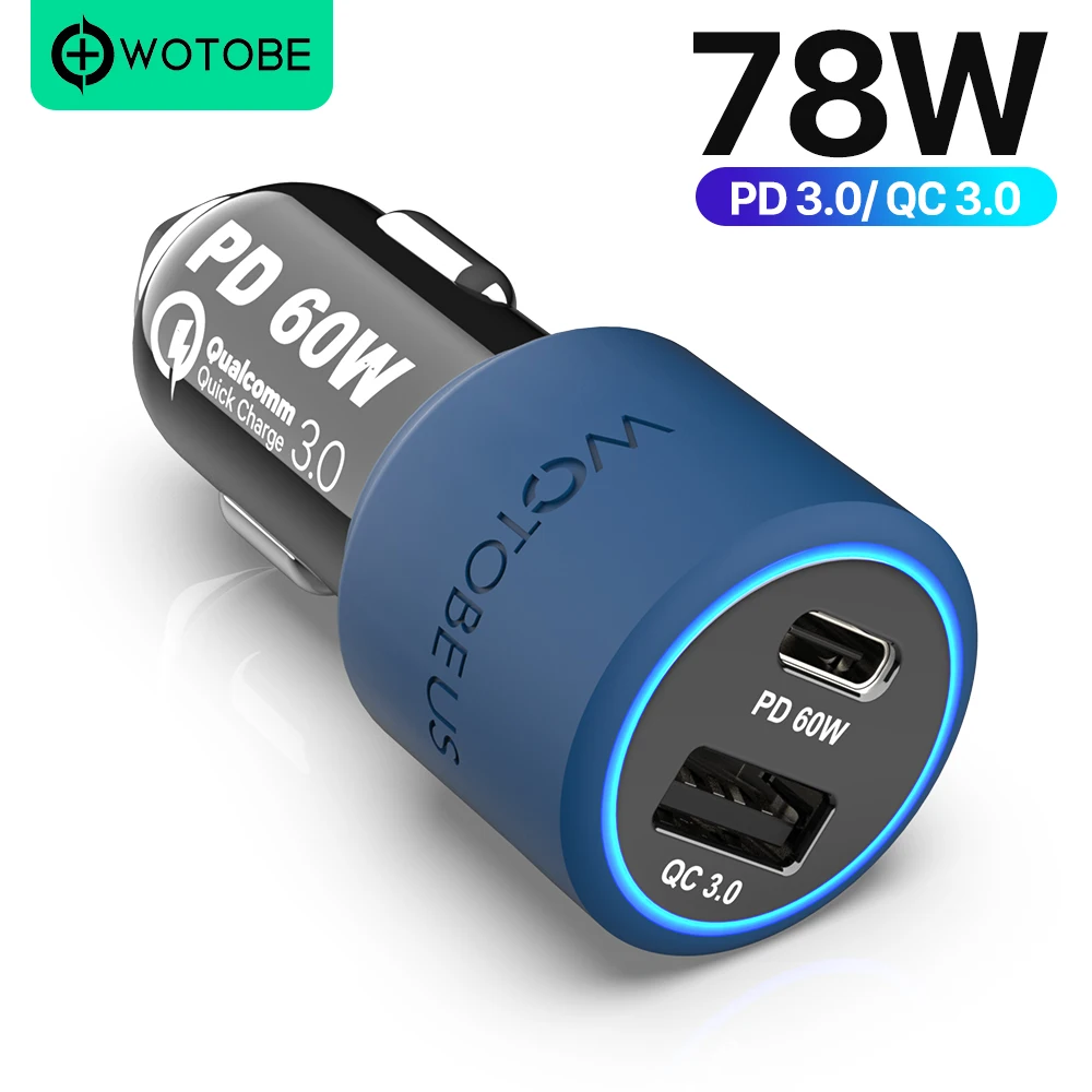 USB C PD 60 Вт автомобильная зарядка QC3.0 18 2 порта 78 для ноутбуков Macbook iPhone Samsung MateBook xiaomi