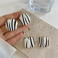 black and white zebra earrings south koreas temperament personality fashion geometry stud earrings ms girl travel accessories