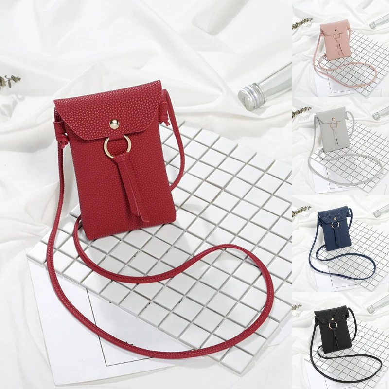 

Touch Screen Cell Phone Purse Bag Smartphone Wallet Tassel Leather Shoulder Strap Handbag Women Bag