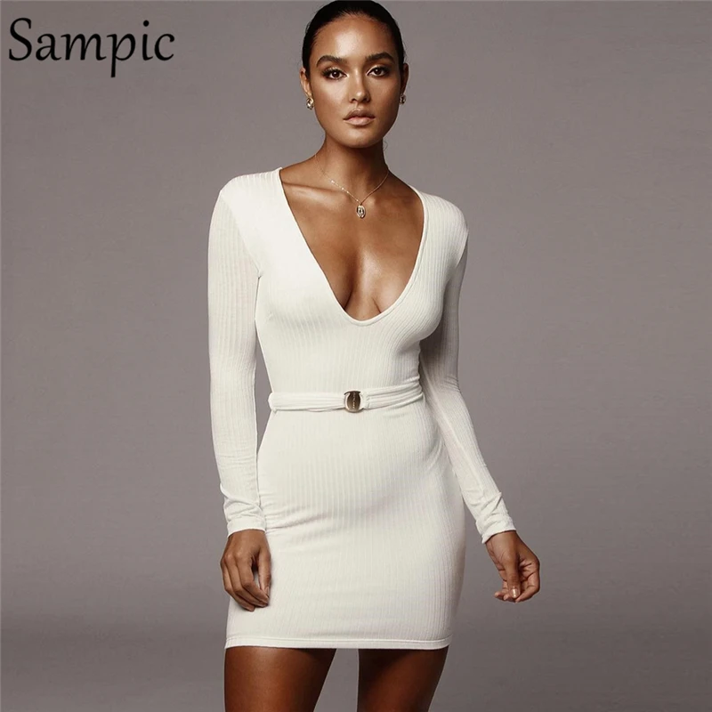 Sampic сексуальные женские вечерние для клуба облегающее зимнее платье