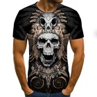 Новая модная 3D футболка с рисунком страшного скелета, мужская и женская Повседневная футболка с круглым вырезом, спортивные футболки для отдыха