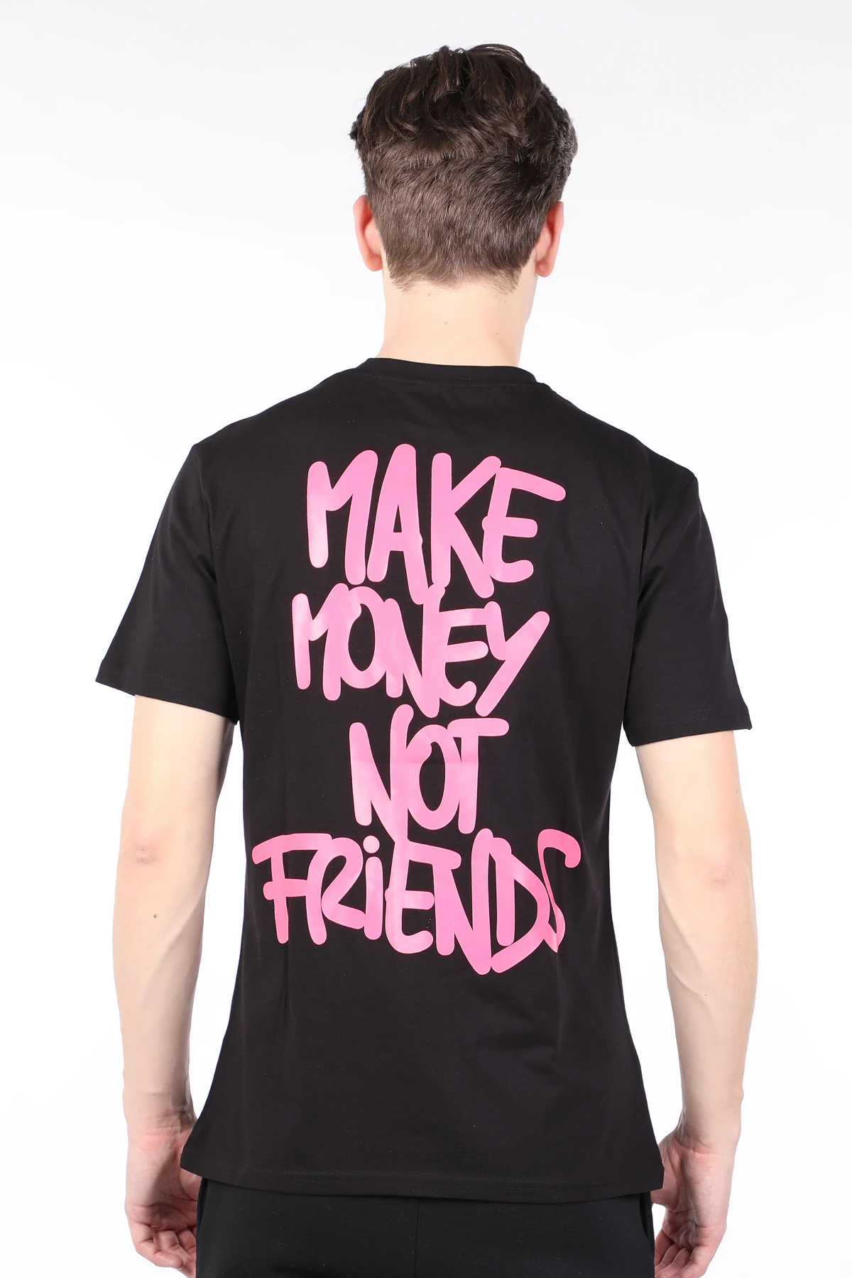 

Mens Black Back Printed Crew Neck T-shirt