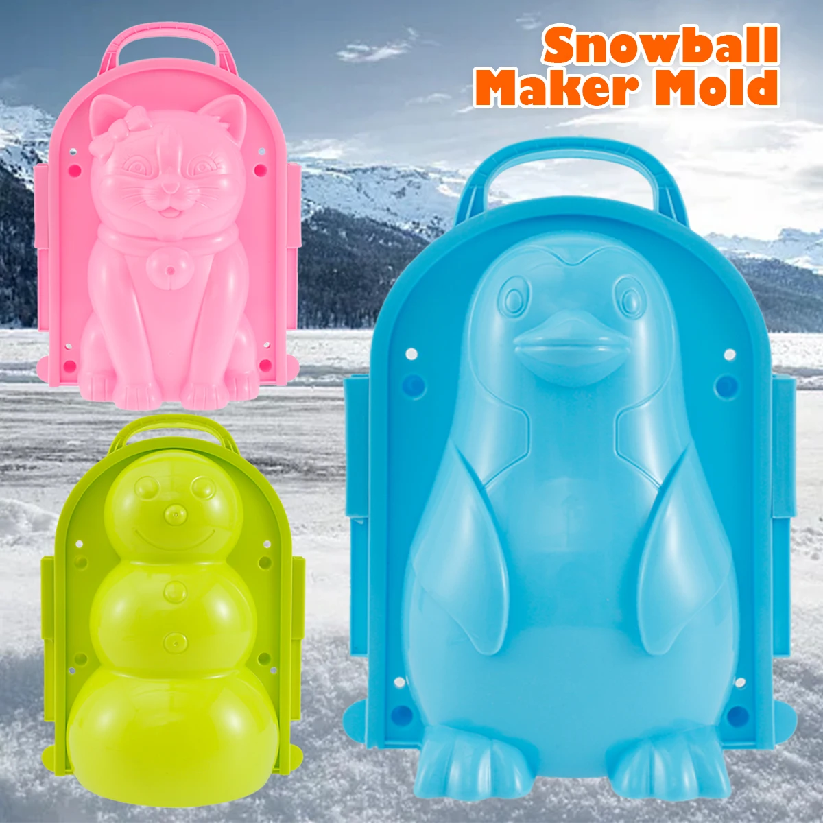 

Зимняя мультяшная форма для снега, Детская уличная форма для песка, инструмент в форме пингвина, снеговика, кошки, снеговика, игрушка-клипса ...