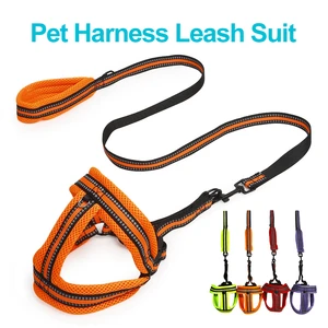 Adjustable Pet Dog Leash and Harness Set Nylon Mesh for Small Medium Dogs Cats Dog Chest Straps Traction Rope Pets Leash Belt