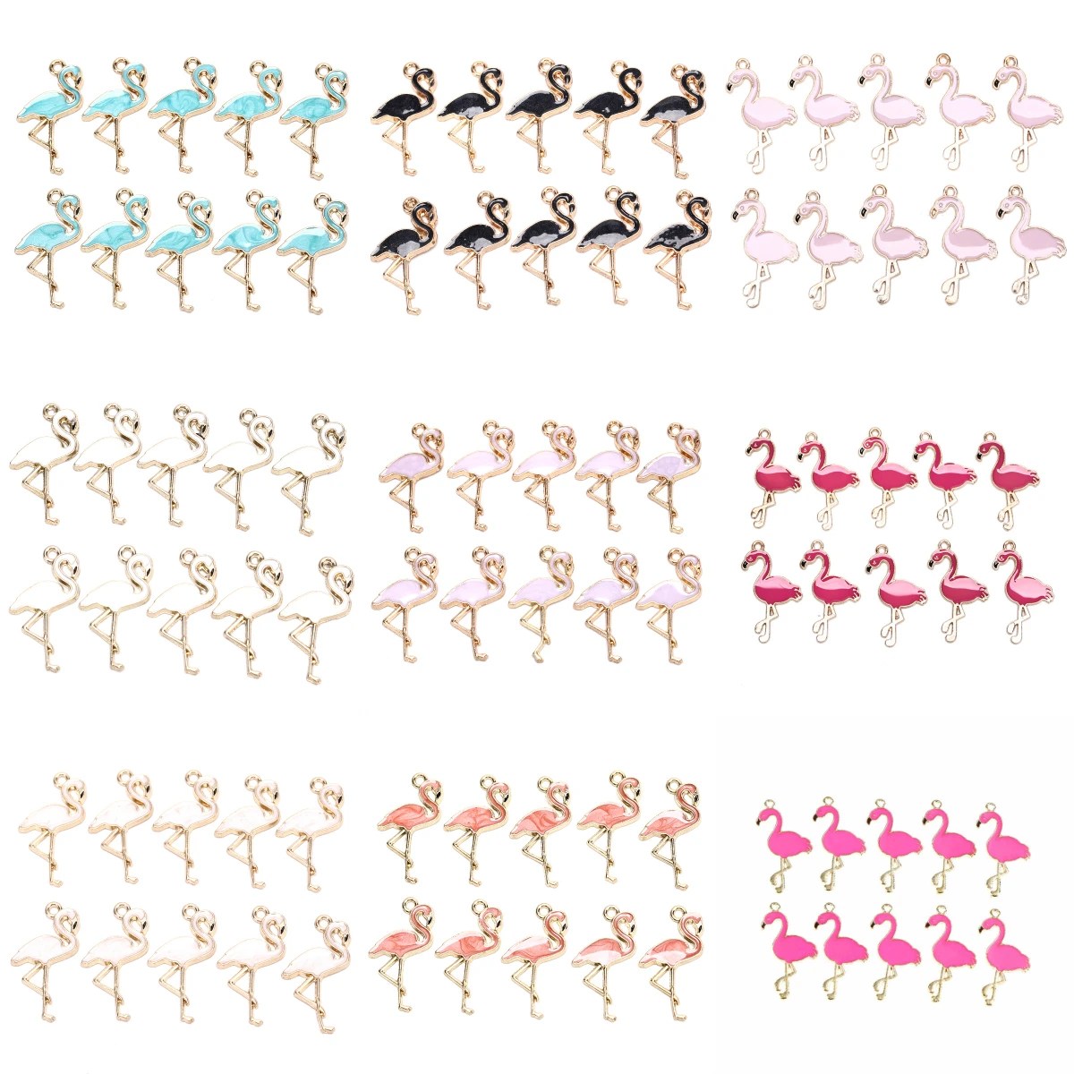 10 шт. модные эмалированные подвески в виде фламинго из сплава Очаровательные
