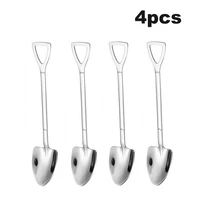 4pcs coffee spoon cutlery set stainless steel retro iron shovel ice cream honey spoon scoop teaspoon kitchen gadget tableware
