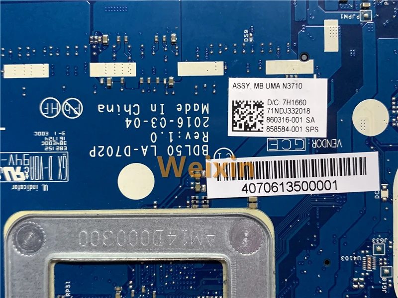 858584-601 858584-001 BDL50 LA-D702P UMA w N3710 для HP 250 256 G5 материнская плата ноутбука 100% рабочий |