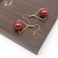 shela semi precious stone dangle drop earrings for women fashion statements red stone copper geometric pendientes