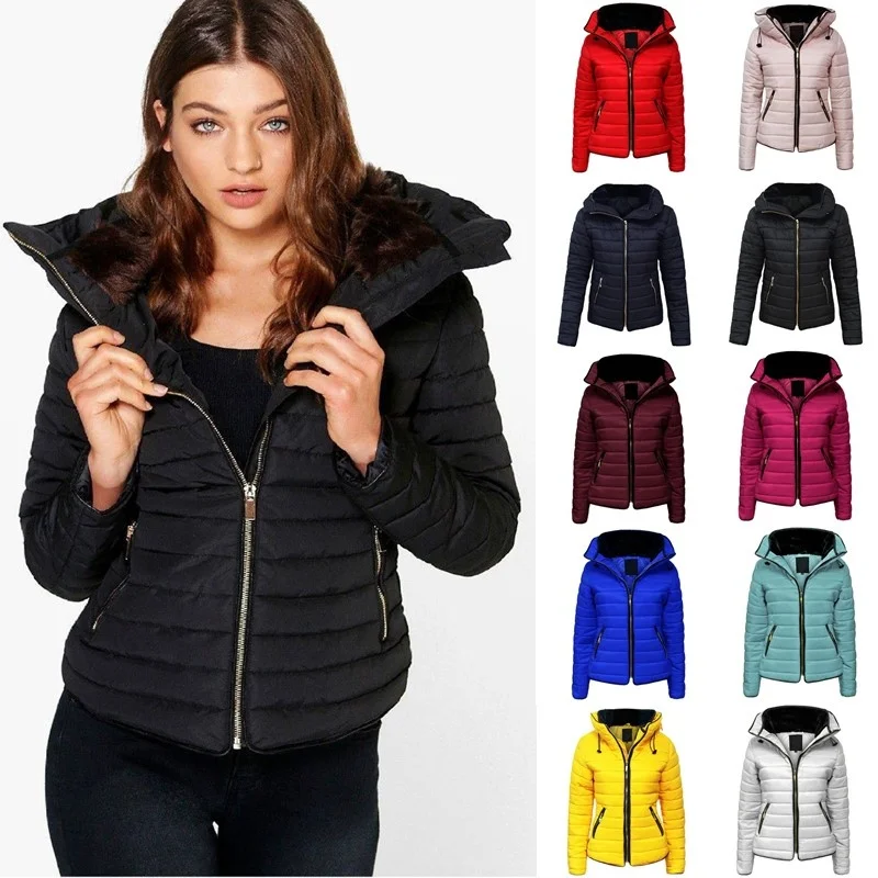 

ZOGAA New Ladies Quilted Padded Puffer Bubble Fur Collar Warm Thick Womens Jacket Coat