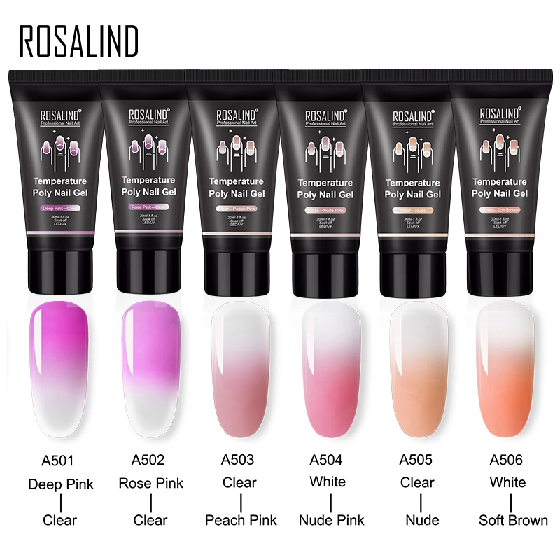 Полигель ROSALIND для наращивания ногтей термосменный акриловый Гибридный лак